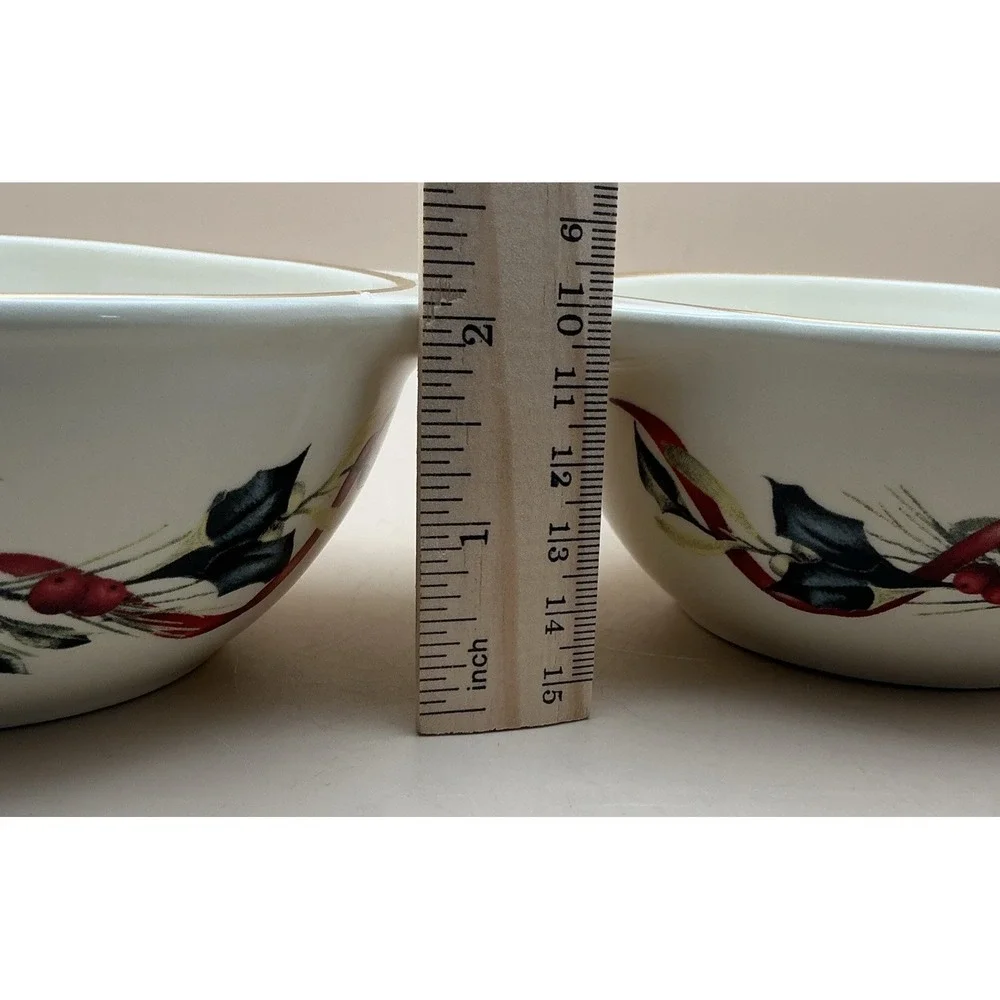 Lenox Winter Holiday Greetings Ivory Porcelain Double Bowl Condiment/Dip‎ Server
